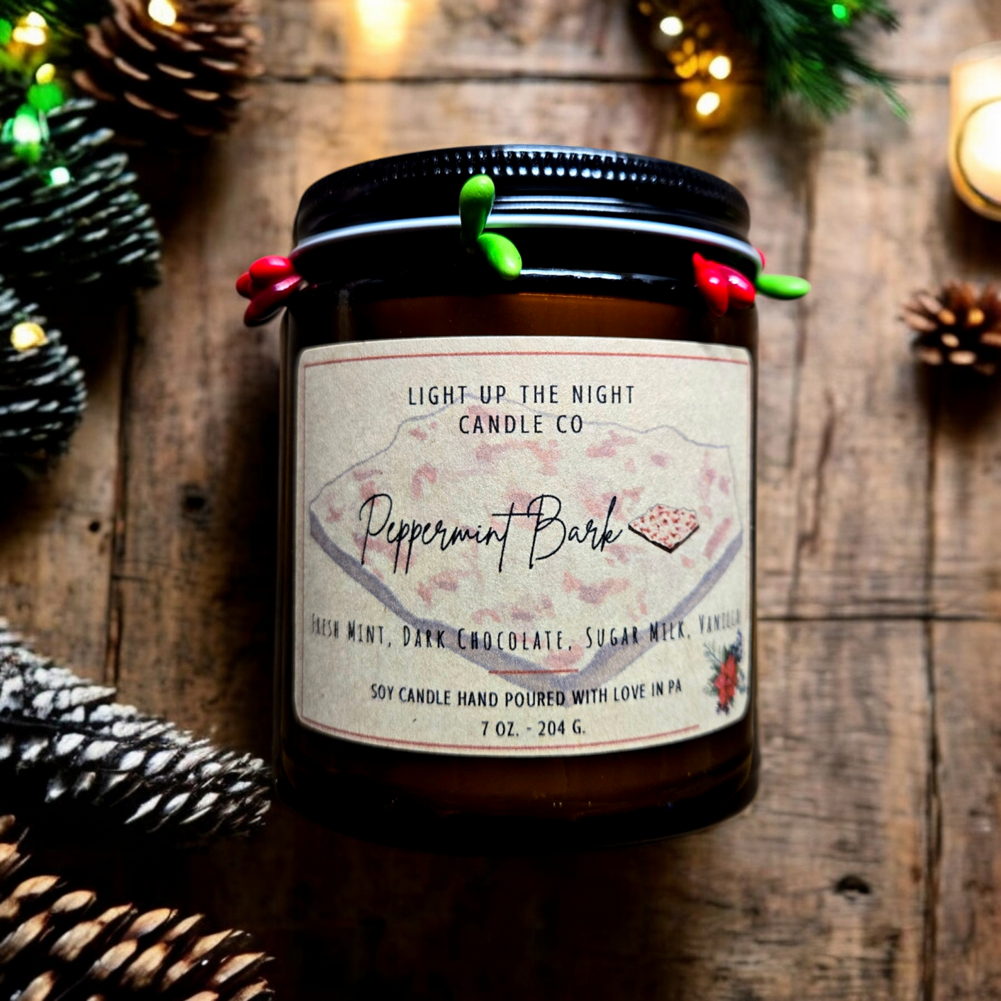 Peppermint Bark Wood Wick Candle