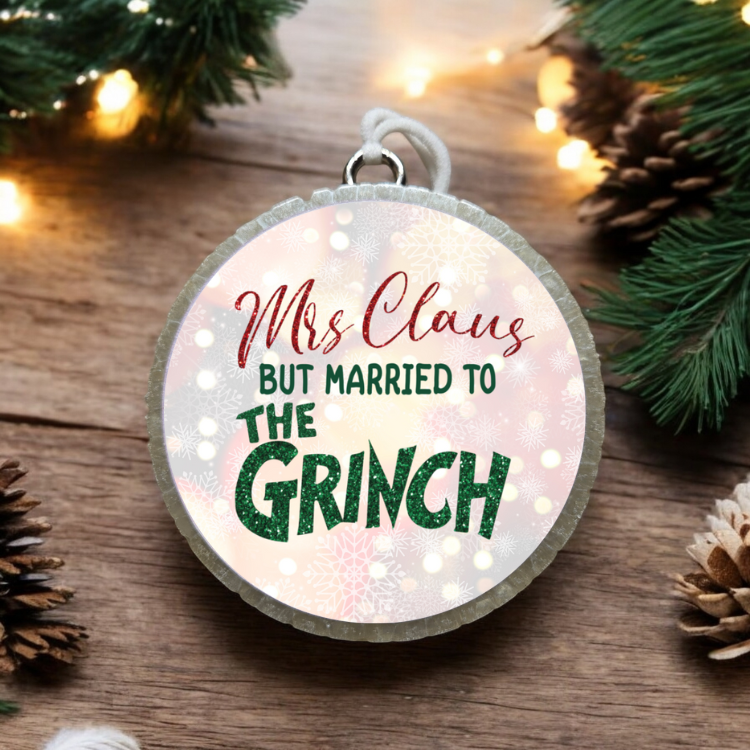 Mrs. Claus Married to a Grinch Car Freshie